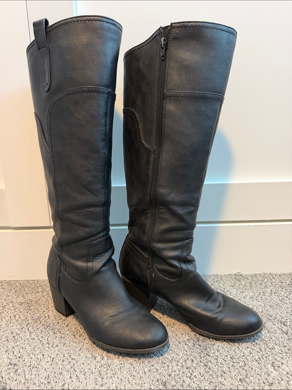 Indigo Black Over-the-Knee Block Heel Riding Boots